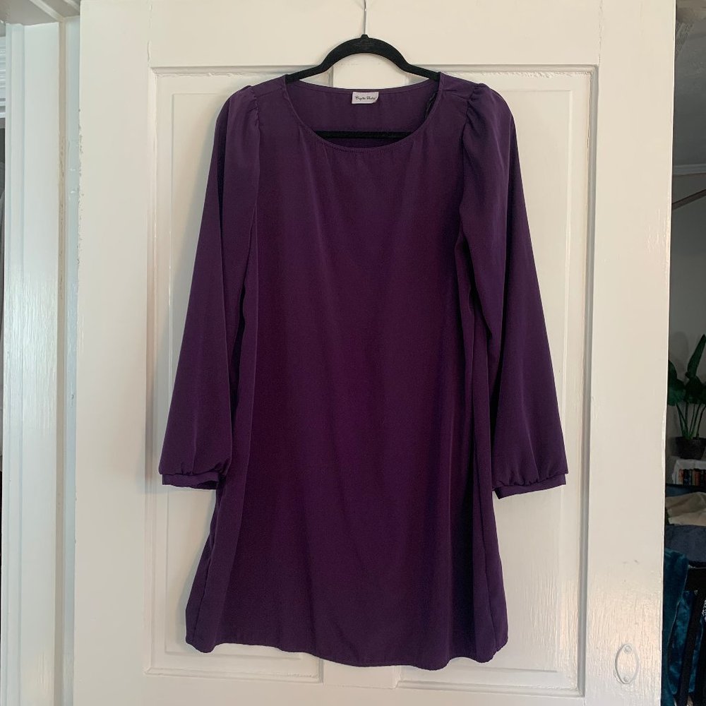 BRIGITTE BAILEY | Women's Long Sleeve Purple Shift Dress | M